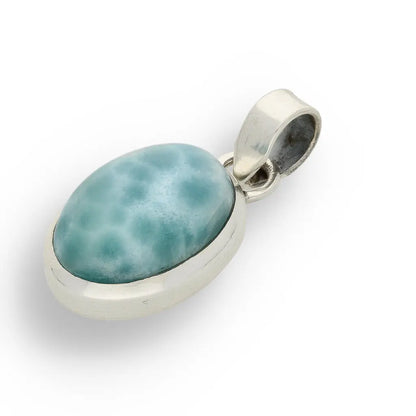 Get your Caribbean Serenity Sterling Silver Larimar Oval Pendant - Dominican Republic Ocean Stone Jewelry online now or in store at Forever Gems in Franschhoek, South Africa