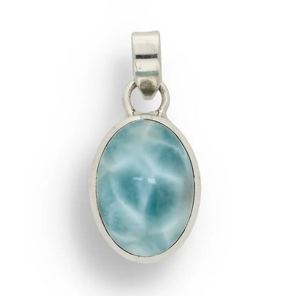 Get your Caribbean Serenity Sterling Silver Larimar Oval Pendant - Dominican Republic Ocean Stone Jewelry online now or in store at Forever Gems in Franschhoek, South Africa