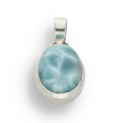 Get your Caribbean Serenity Sterling Silver Larimar Oval Pendant - Dominican Republic Ocean Stone Jewelry online now or in store at Forever Gems in Franschhoek, South Africa