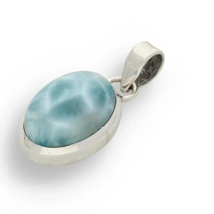Get your Caribbean Serenity Sterling Silver Larimar Oval Pendant - Dominican Republic Ocean Stone Jewelry online now or in store at Forever Gems in Franschhoek, South Africa