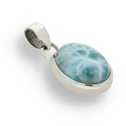 Get your Caribbean Serenity Sterling Silver Larimar Oval Pendant - Dominican Republic Ocean Stone Jewelry online now or in store at Forever Gems in Franschhoek, South Africa