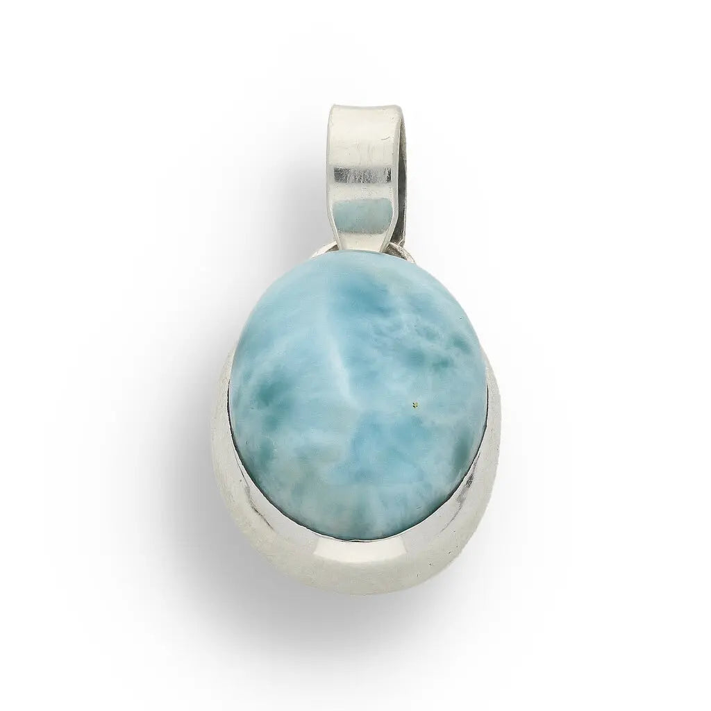 Get your Caribbean Serenity Sterling Silver Larimar Oval Pendant - Dominican Republic Ocean Stone Jewelry online now or in store at Forever Gems in Franschhoek, South Africa