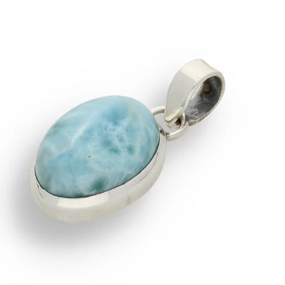 Get your Caribbean Serenity Sterling Silver Larimar Oval Pendant - Dominican Republic Ocean Stone Jewelry online now or in store at Forever Gems in Franschhoek, South Africa