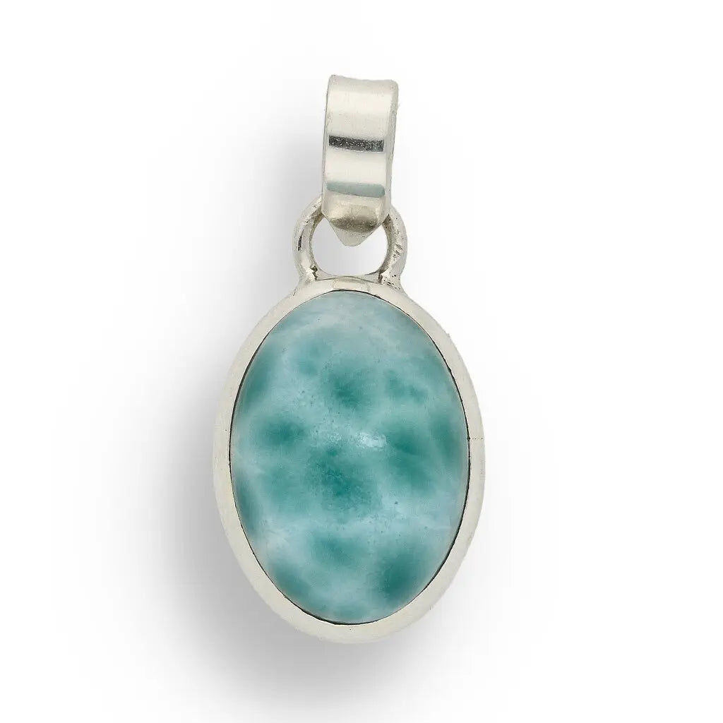 Get your Caribbean Serenity Sterling Silver Larimar Oval Pendant - Dominican Republic Ocean Stone Jewelry online now or in store at Forever Gems in Franschhoek, South Africa
