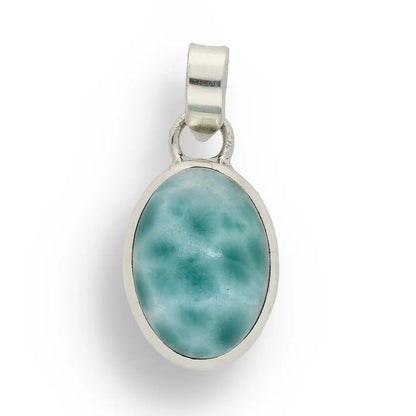 Get your Caribbean Serenity Sterling Silver Larimar Oval Pendant - Dominican Republic Ocean Stone Jewelry online now or in store at Forever Gems in Franschhoek, South Africa