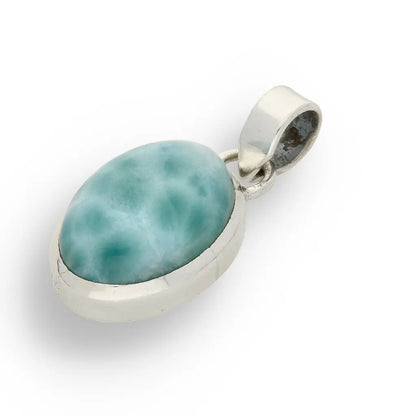 Get your Caribbean Serenity Sterling Silver Larimar Oval Pendant - Dominican Republic Ocean Stone Jewelry online now or in store at Forever Gems in Franschhoek, South Africa