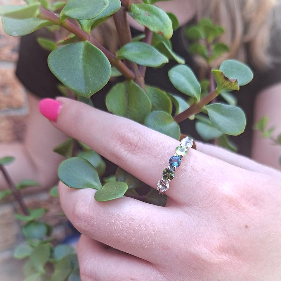 Green Gemstone Silver Ring | Verdant Eternity Glow – ForeverGems_SA