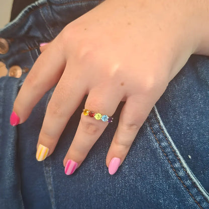 Get your Spectrum of Light – Five-Stone Gemstone Eternity Ring in Sterling Silver online now or in store at Forever Gems in Franschhoek, South Africa