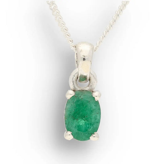 Get your Sterling Silver Emerald Solitaire Necklace online now or in store at Forever Gems in Franschhoek, South Africa