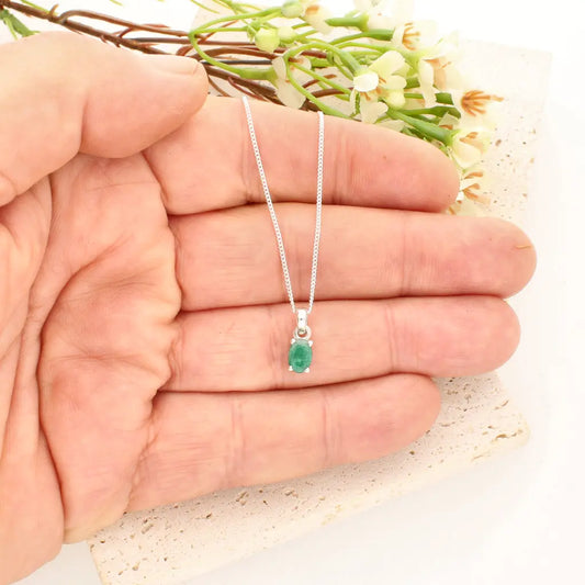 Get your Sterling Silver Emerald Solitaire Necklace online now or in store at Forever Gems in Franschhoek, South Africa