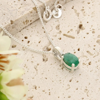 Get your Sterling Silver Emerald Solitaire Necklace online now or in store at Forever Gems in Franschhoek, South Africa