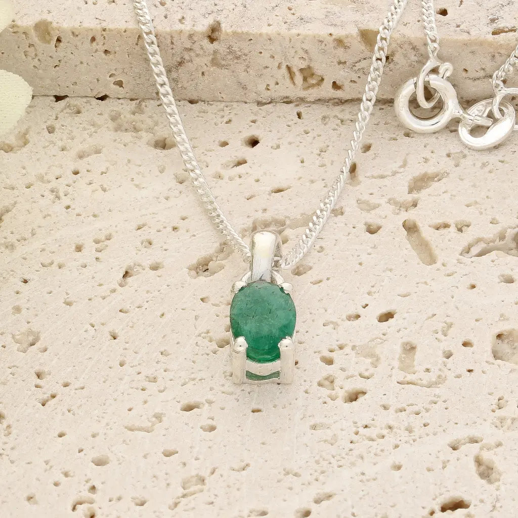 Get your Sterling Silver Emerald Solitaire Necklace online now or in store at Forever Gems in Franschhoek, South Africa