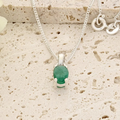 Get your Sterling Silver Emerald Solitaire Necklace online now or in store at Forever Gems in Franschhoek, South Africa