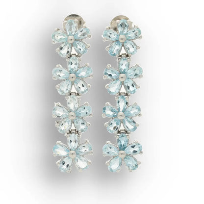 Blue Topaz Flower Drop Earrings