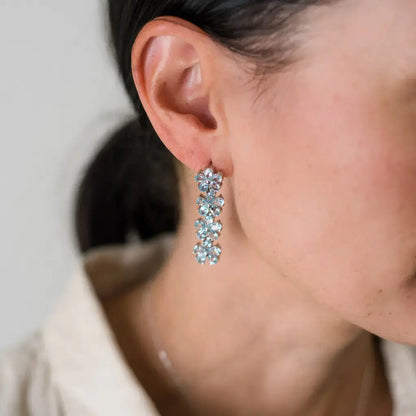 Blue Topaz Flower Drop Earrings