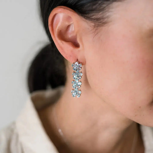 Blue Topaz Flower Drop Earrings