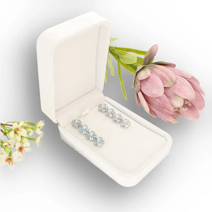 Blue Topaz Flower Drop Earrings
