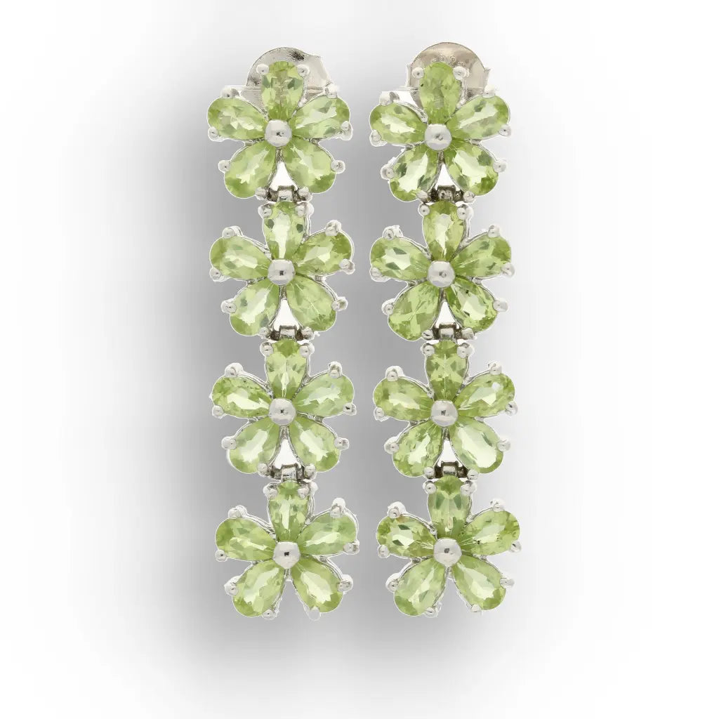 Peridot Flower Drop Earrings