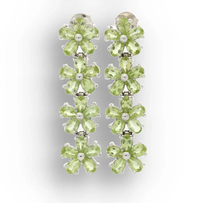 Peridot Flower Drop Earrings