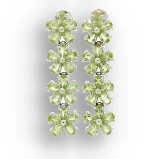 Peridot Flower Drop Earrings