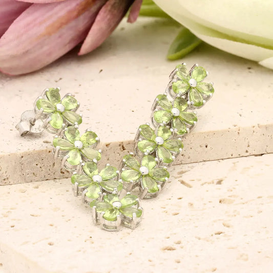 Peridot Flower Drop Earrings