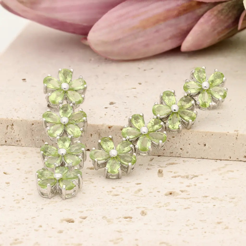 Peridot Flower Drop Earrings
