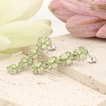 Peridot Flower Drop Earrings