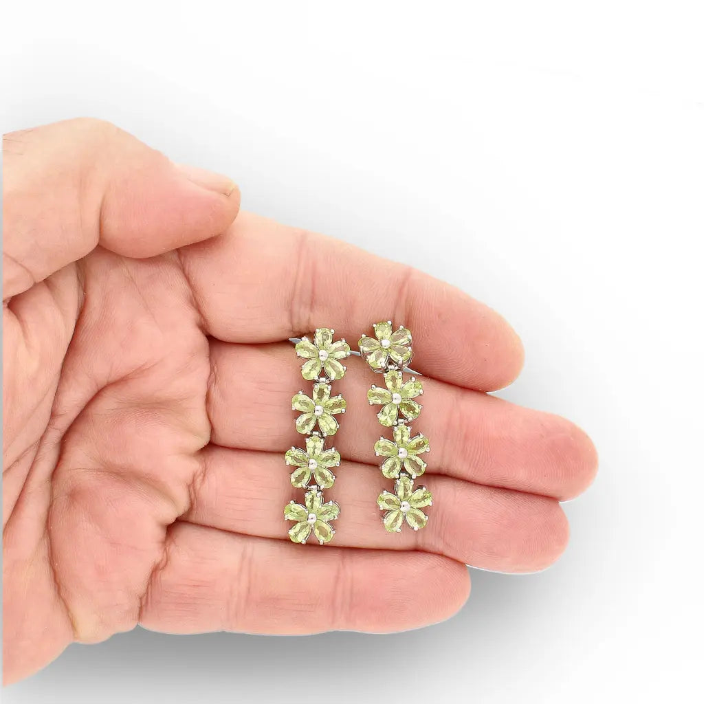 Peridot Flower Drop Earrings