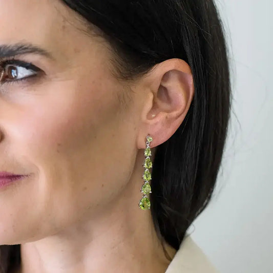 Graduated Peridot Drop Earrings