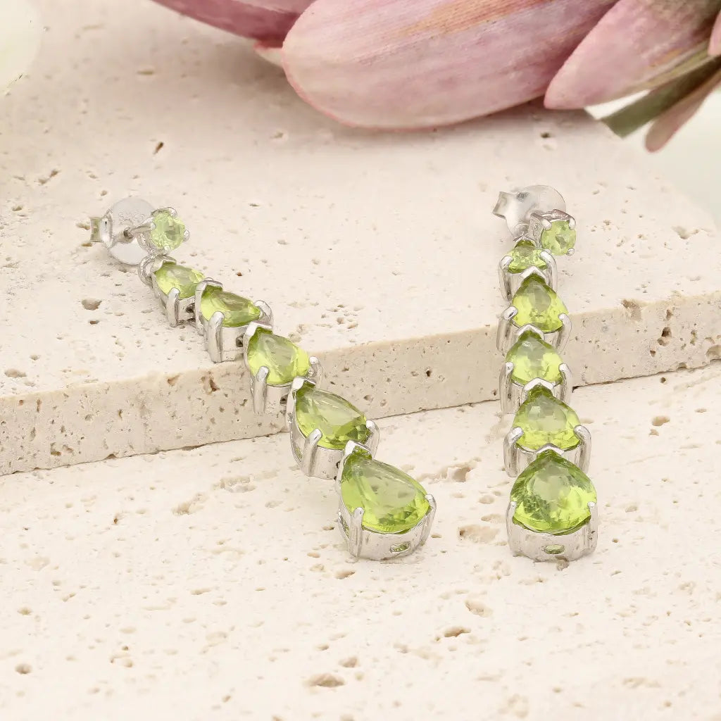 Graduated Peridot Drop Earrings