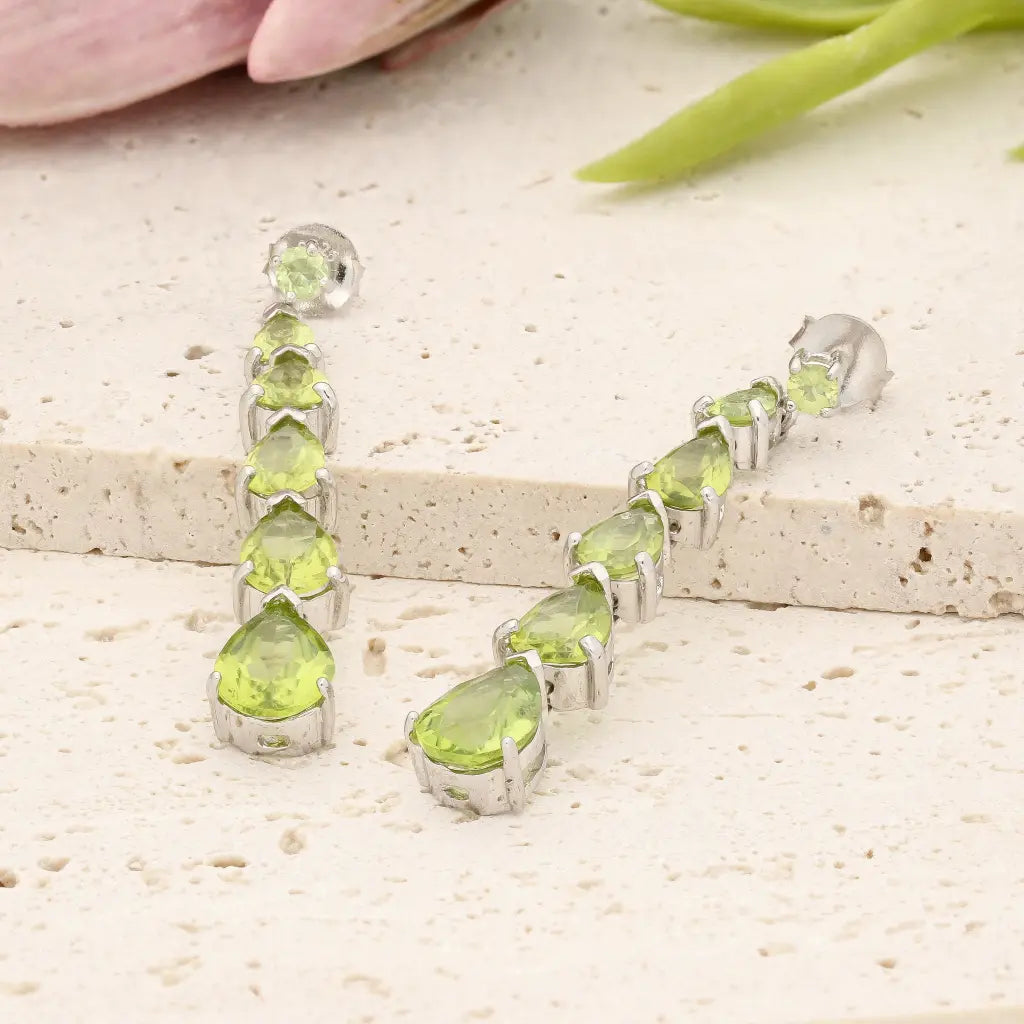 Graduated Peridot Drop Earrings