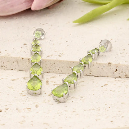 Graduated Peridot Drop Earrings