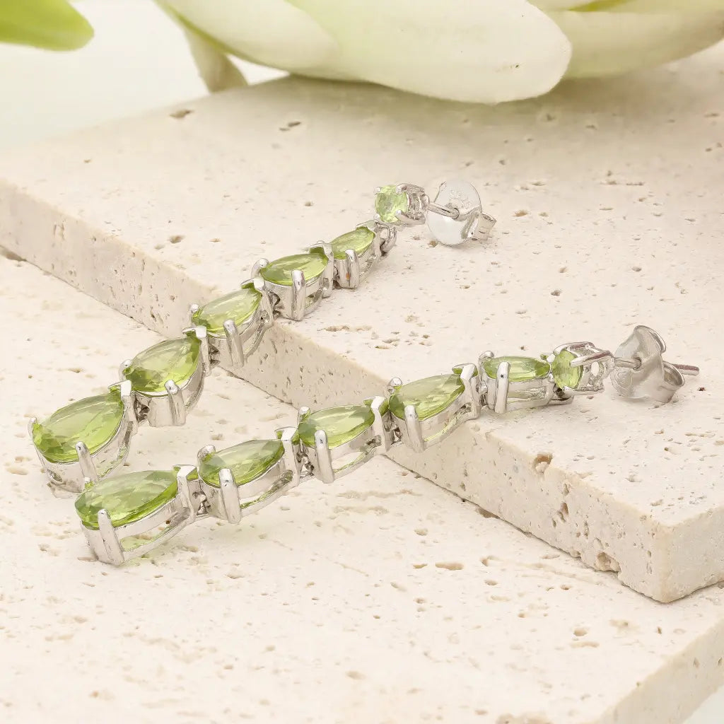Graduated Peridot Drop Earrings