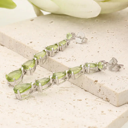 Graduated Peridot Drop Earrings
