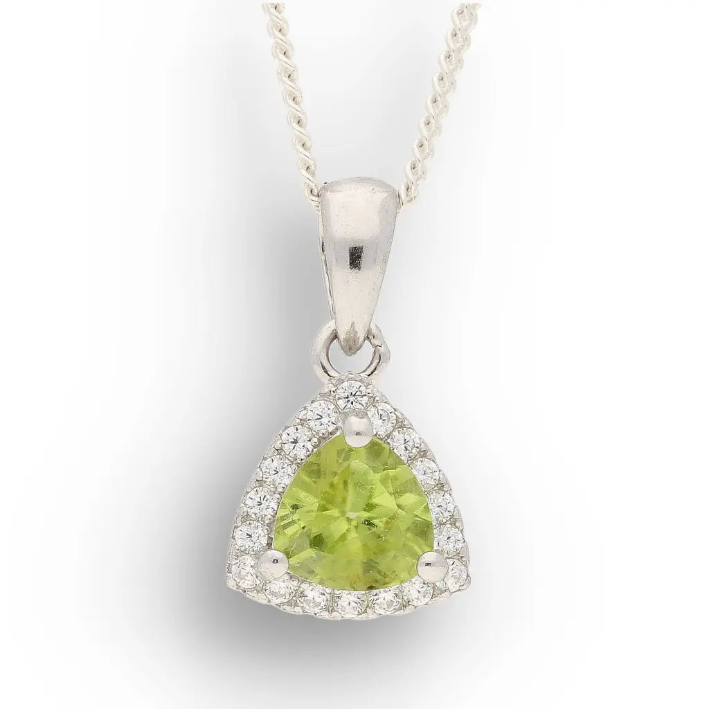 Trillion Peridot Halo Necklace