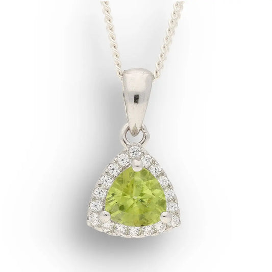 Trillion Peridot Halo Necklace
