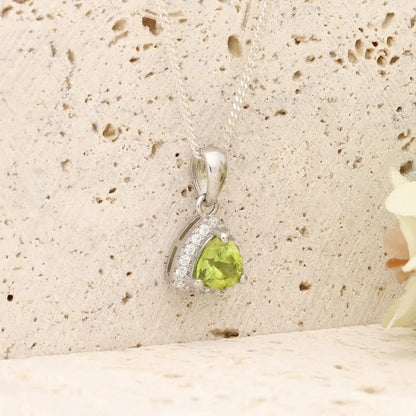 Trillion Peridot Halo Necklace