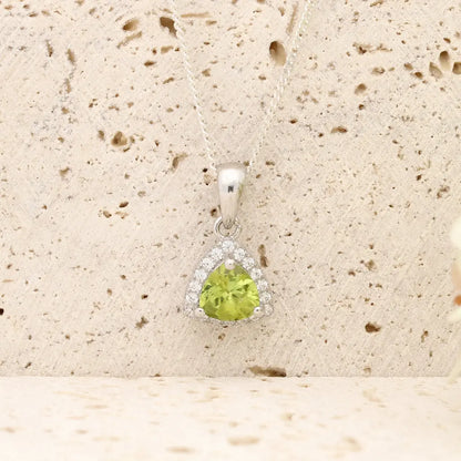 Trillion Peridot Halo Necklace