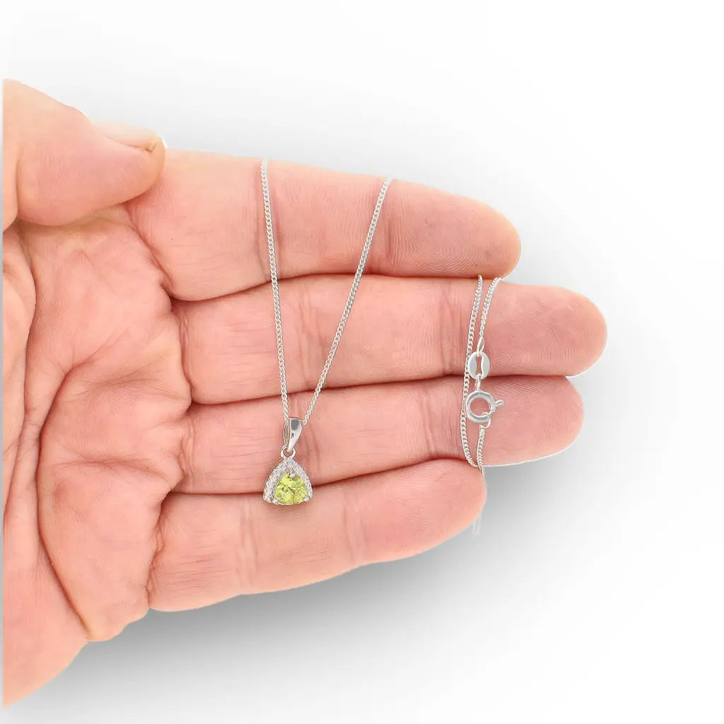 Trillion Peridot Halo Necklace