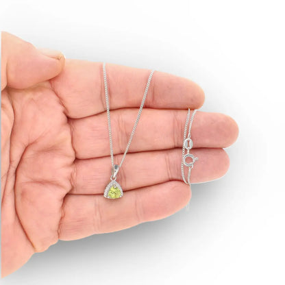 Trillion Peridot Halo Necklace