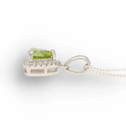Trillion Peridot Halo Necklace