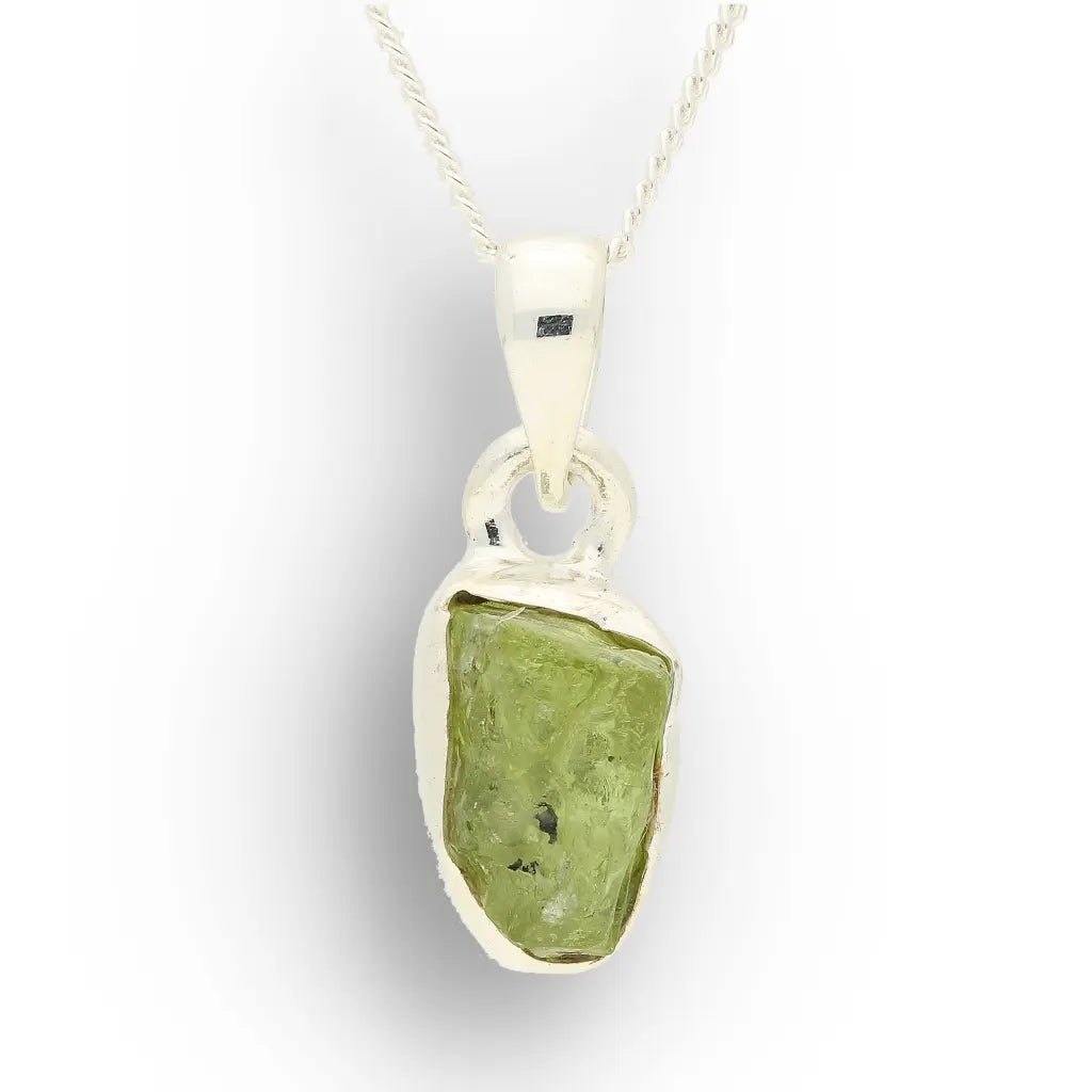 Get your Fresh Rough Peridot Gemstone Necklace in Sterling Silver online now or in store at Forever Gems in Franschhoek, South Africa