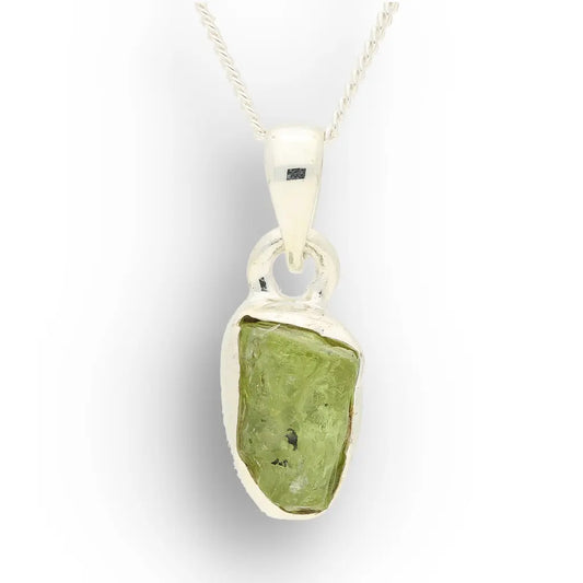 Get your Fresh Rough Peridot Gemstone Necklace in Sterling Silver online now or in store at Forever Gems in Franschhoek, South Africa