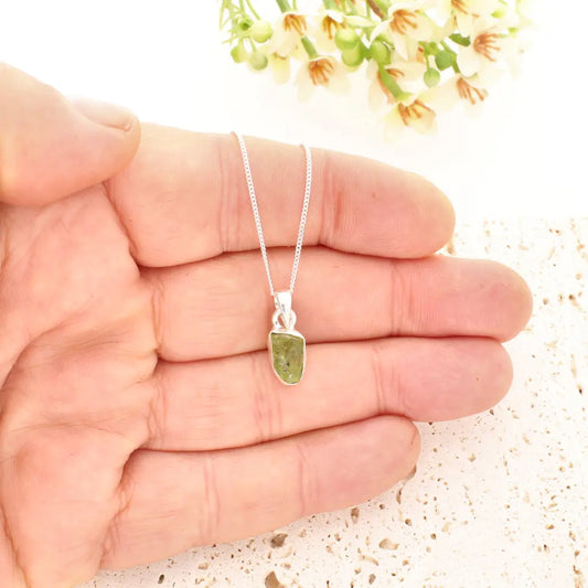 Get your Fresh Rough Peridot Gemstone Necklace in Sterling Silver online now or in store at Forever Gems in Franschhoek, South Africa