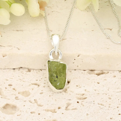 Get your Fresh Rough Peridot Gemstone Necklace in Sterling Silver online now or in store at Forever Gems in Franschhoek, South Africa