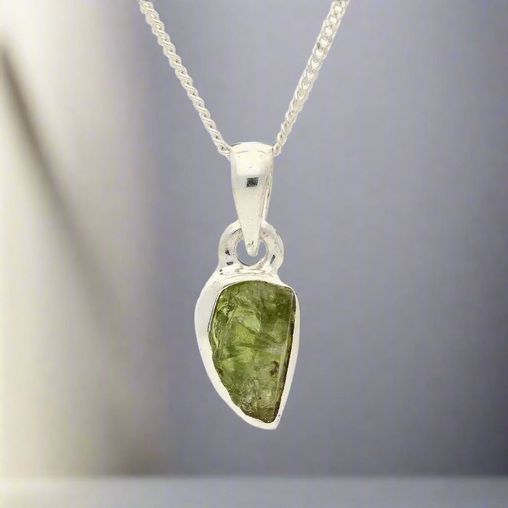 Buy your Fresh Start – Rough Peridot Silver Pendant online now or in store at Forever Gems in Franschhoek, South Africa