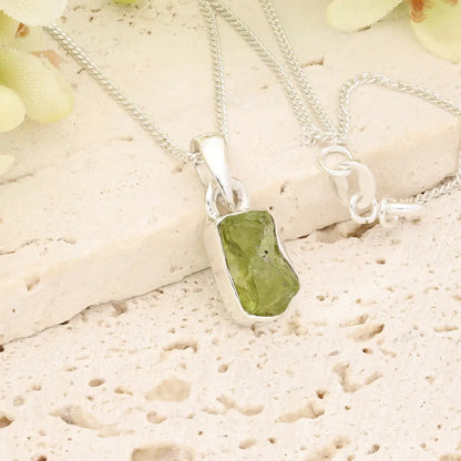 Get your Fresh Rough Peridot Gemstone Necklace in Sterling Silver online now or in store at Forever Gems in Franschhoek, South Africa