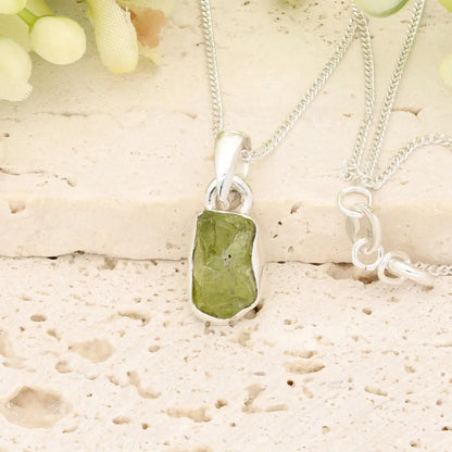 Get your Fresh Rough Peridot Gemstone Necklace in Sterling Silver online now or in store at Forever Gems in Franschhoek, South Africa