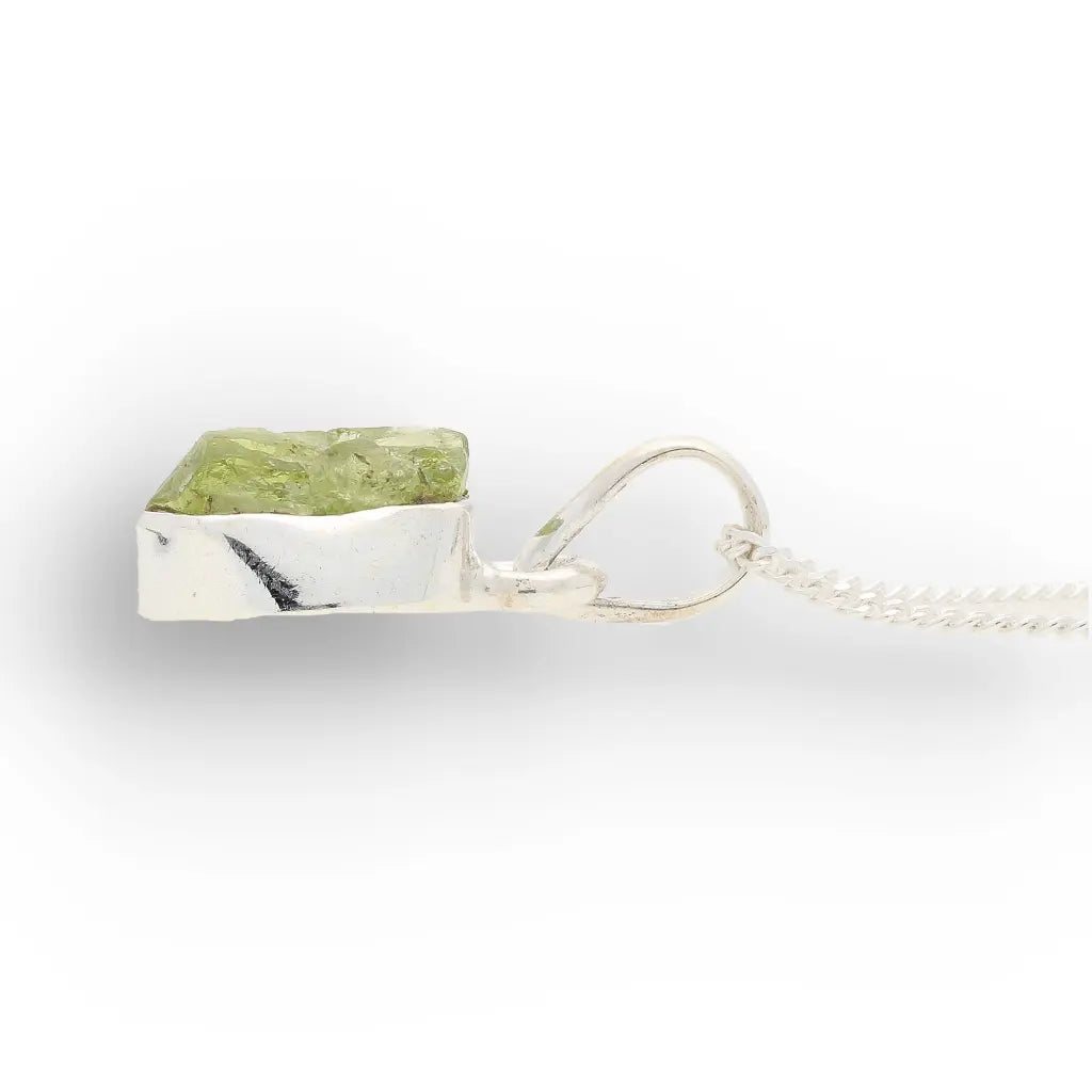 Get your Fresh Rough Peridot Gemstone Necklace in Sterling Silver online now or in store at Forever Gems in Franschhoek, South Africa