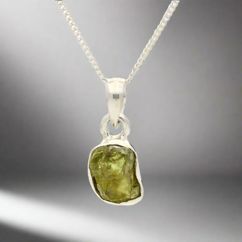 Buy your Fresh Start – Rough Peridot Silver Pendant online now or in store at Forever Gems in Franschhoek, South Africa